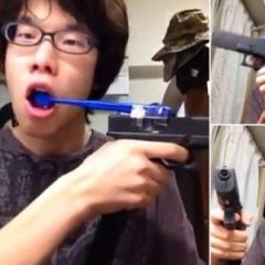Imagem da notícia: Adolescente usa uma arma de press&atilde;o para lavar os dentes