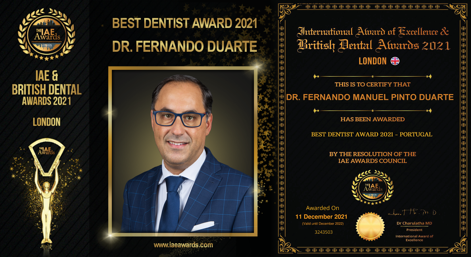 Imagem da notícia: Fernando Duarte vence International Award of Excellence & British Dental Awards 2021